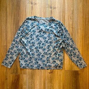 NWOT Grey Navy Floral Long Sleeve Top